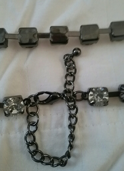 Black Steam Punk Necklace with Crystals - Picture 4 of 4